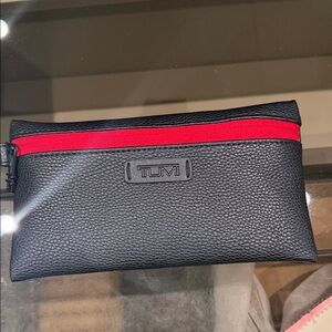 TUMI Black and Red Cosmetic Pouch